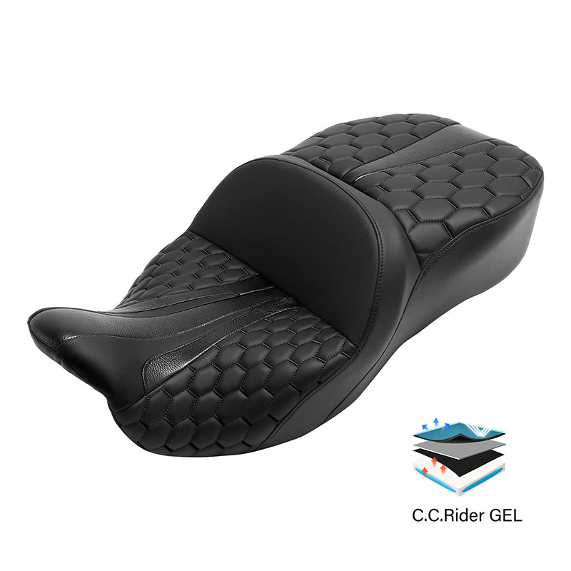 Gel Seat C.C. RIDER Touring Seat Driver Passenger Seat For Harley CVO Street Glide Electra Glide Road Glide Road King, 2009-2023