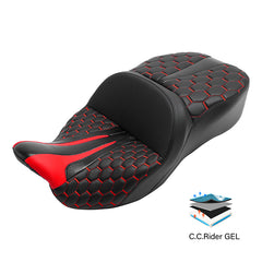 Gel Seat C.C. RIDER Touring Seat Driver Passenger Seat For Harley CVO Street Glide Electra Glide Road Glide Road King, 2009-2023