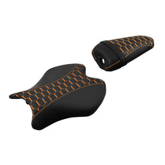 C.C. RIDER YZF R6 Front And Rear Seat Orange Honeycomb Stitiching For YAMAHA YZFR6, 2017-2022