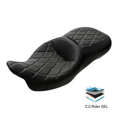 Gel Seat C.C. RIDER Touring Seat 2 Up Seat Driver Passenger Seat For Harley CVO Road Glide Electra Glide Street Glide Road King Lattice, 2009-2023