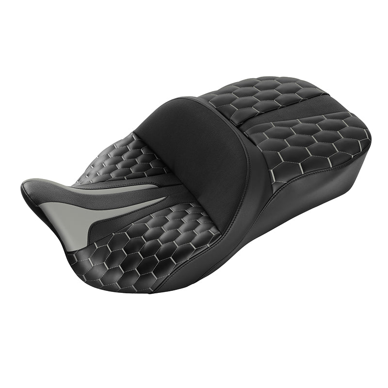 C.C. RIDER Touring Seat 2 Up Seat Driver Passenger Seat With Backrest For Harley CVO Road Glide Electra Glide Street Glide Road King, 2009-2023