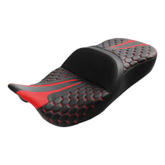 Gel Seat C.C. RIDER Touring Seat Driver Passenger Seat 2 Up Seat Black Honeycomb Stitch For FL Touring Road King Electra Glide Road Glide, 2009-2023