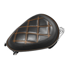 C.C. Rider Alcantara Solo Spring Seat for Harley Dyna Super Glide/Wide Glide 2007-2017 (Orange & Black)
