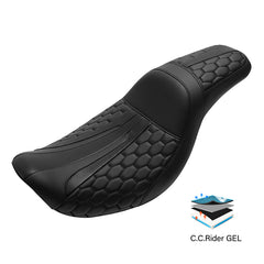 C.C. RIDER Dyna Seat 2 up Seat Motorcycle Seat Honeycomb For Dyna Low Rider Fat Bob FXD/FXDWG, 2006-2017