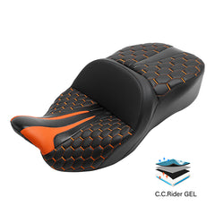 Gel Seat C.C. RIDER Touring Seat Driver Passenger Seat For Harley CVO Street Glide Electra Glide Road Glide Road King, 2009-2023