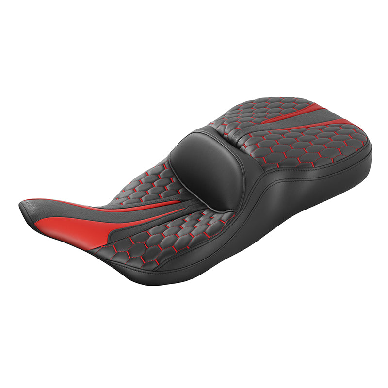 C.C. RIDER Touring Seat 2 Up Seat  Driver Passenger Seat For Harley CVO Road Glide Electra Glide Street Glide Road King Honeycomb, 1997-2007