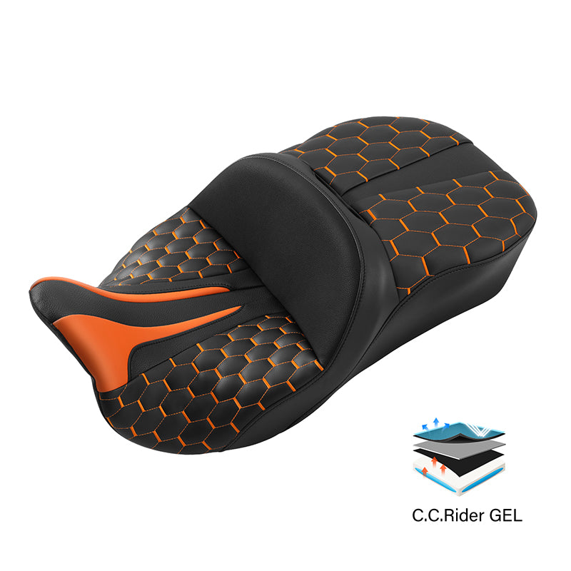 Gel Seat C.C. RIDER Touring Seat Driver Passenger Seat  For Harley CVO Road Glide Electra Glide Street Glide Road King, 2009-2023