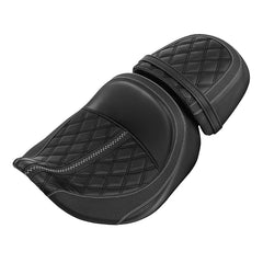 C.C. RIDER Touring Seat Two Piece 2 Up Seat Driver Solo Seat Passenger Seat Gray Stitching For CVO Road Glide CVO Street Glide, 2023-2025