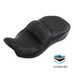 Gel Seat C.C. RIDER Touring Seat 2 Up Seat Driver Passenger Seat For Harley CVO Street Glide Road King Road Glide Electra Glide, 2009-2023