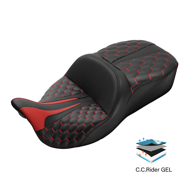 Gel Seat C.C. RIDER Touring Seat Driver Passenger Seat  For Harley CVO Road Glide Electra Glide Street Glide Road King, 2009-2023