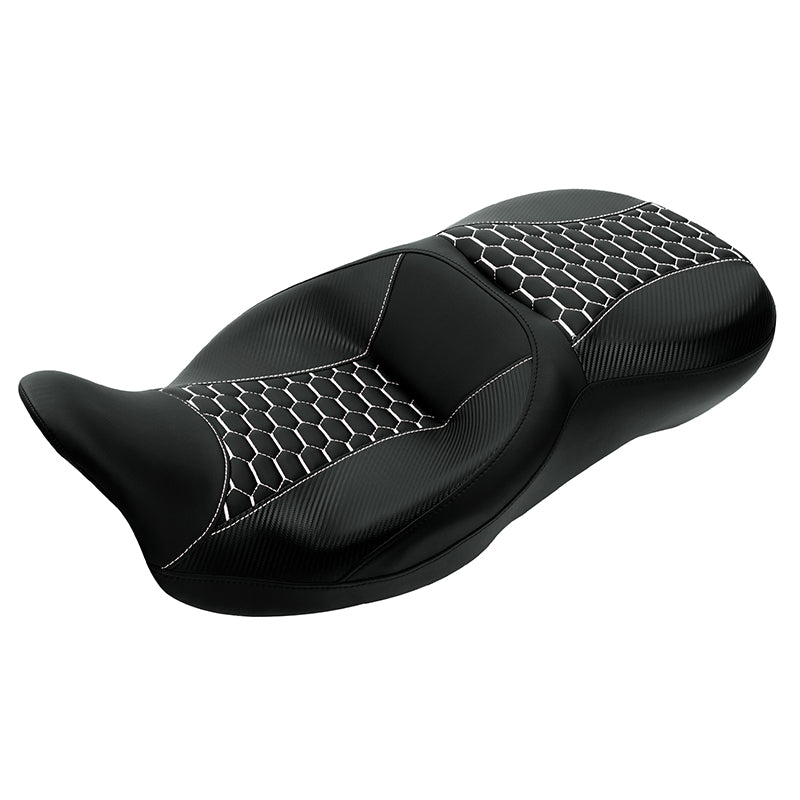 C.C. RIDER Touring Seat 2 Up Seat Driver Passenger Seat Homeycomb For Harley CVO Road Glide Electra Glide Street Glide Road King, 2009-2023
