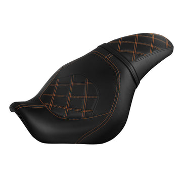 C.C. Rider Orange Lattice Stitching One Piece Seat (V2) for Honda Shadow Spirit (VT750C2) 2007-2015 & Shadow Phantom (VT750C2B) 2009-2024