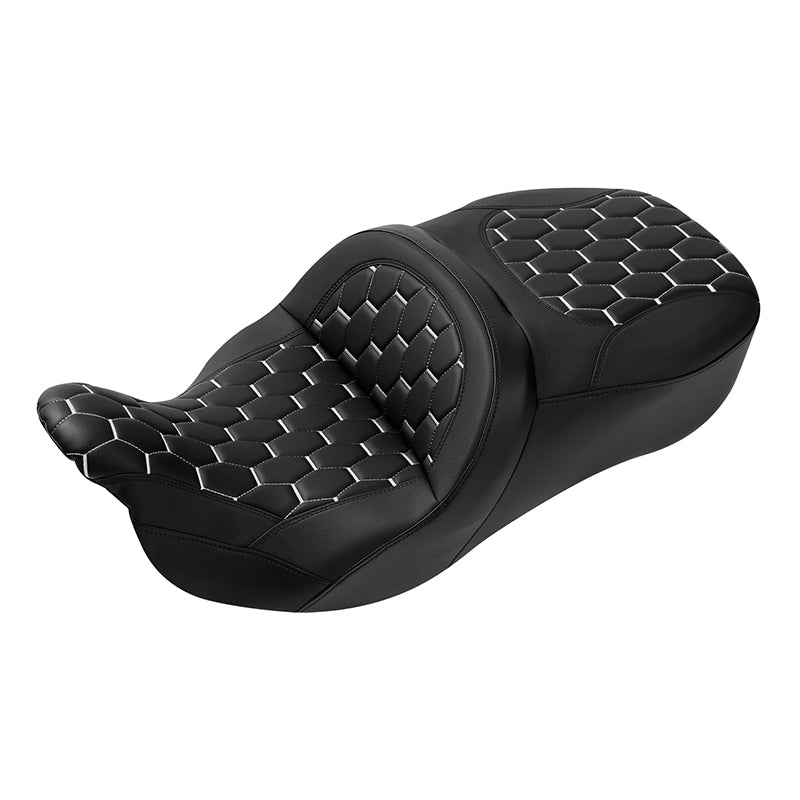 C.C. RIDER Touring Seat 2 Up Seat Driver Passenger Seat With Backrest For Harley CVO Road Glide Electra Glide Street Glide Road King, 2009-2023