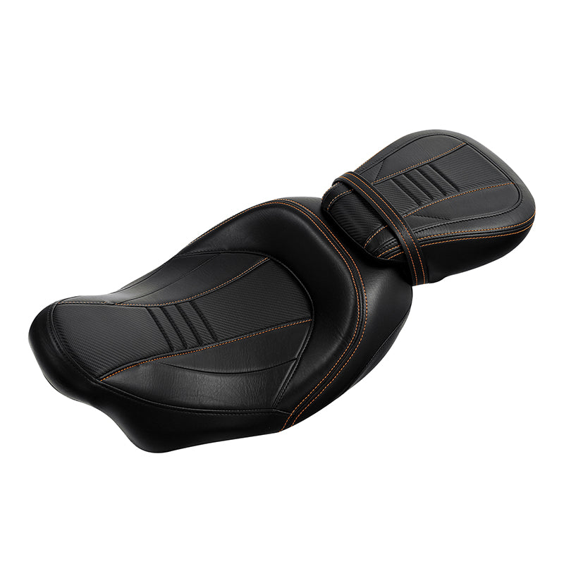 C.C. RIDER Touring Seat Two Piece 2 Up Seat Low Profile Driver Passenger Seat Bulllet For Road Glide Street Glide Road King, 2009-2023