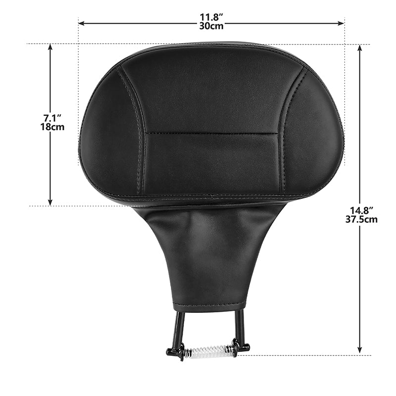 C.C. RIDER Rider Backrest 2 Up Seat Driver Backrest Pad For Harley Touring CVO Street Glide Road Glide Electra Glide Road King, 1988-2025