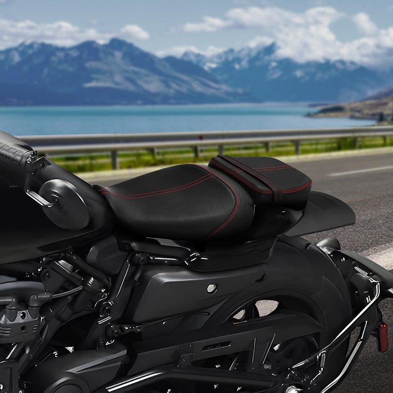 C.C. RIDER Sportster Seat 2 Piece Seat Driver And Passenger Seat Red Stitching for Harley Sportster S RH1250S 2021-Later