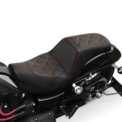 C.C. RIDER Dyna Step Up Seat 2 up Seat Diamond Stitching For Fat Bob FXD/FXDWG Dyna Low Rider, 2006-2017