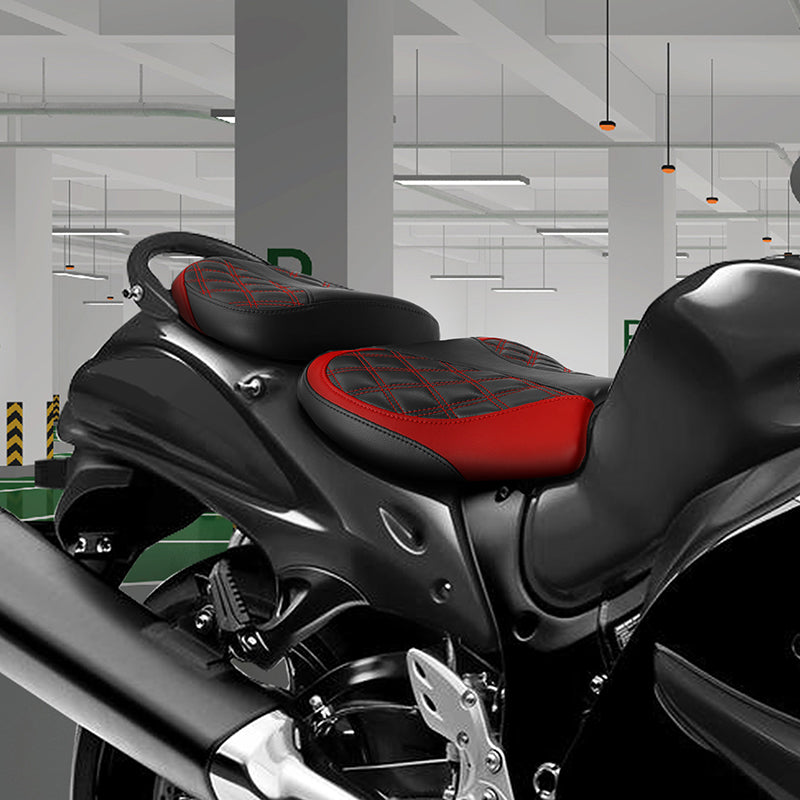 C.C. RIDER GSX1300R Front And Rear Seat Fit For SUZUKI Hayabusa GSX1300R Alien Style Red Lattice Stitch, 2008-2020