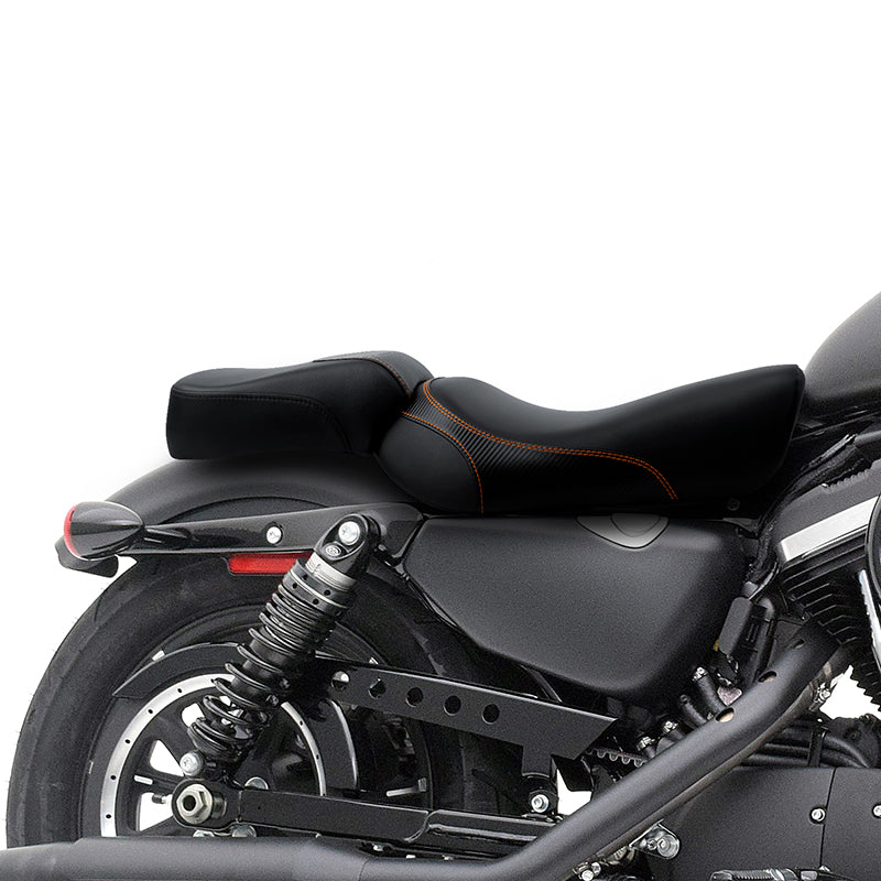 C.C.RIDER Sportster Two Piece Two Up Orange Stitching Seat For XL883N Models, 2016-2023