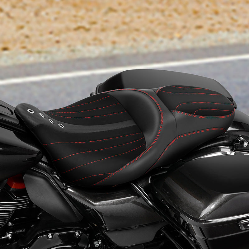 C.C. RIDER Touring Seat 2 up Seat Driver Passenger Seat Alcantara Leather For Harley Touring Road Glide Electra Glide Street Glide, 2008-2023