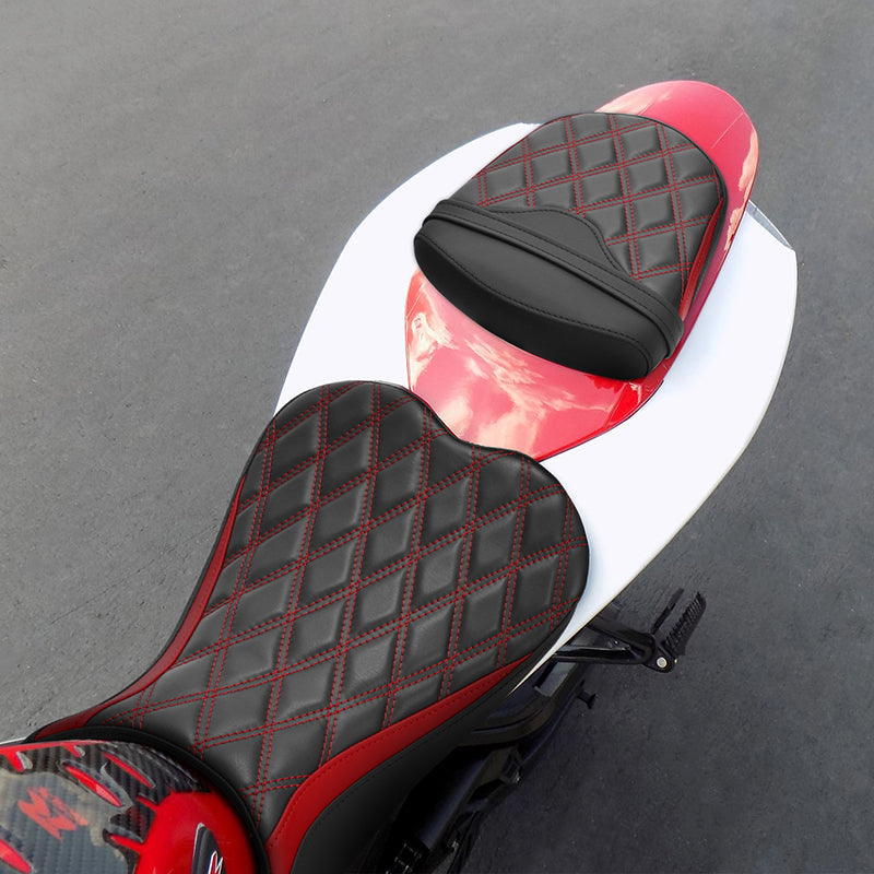C.C. RIDER GSX-R750 GSX-R600 Front And Rear Seat Fit For SUZUKI GSXR750 GSXR600 Black Red Blue Lattice Stitch , 2006-2007