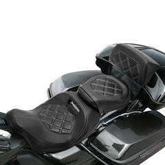 C.C. RIDER Razor Chopped Pack Trunk Backrest Passenger Backrest Pad Lattice Sititching For Harley Touring CVO Road Glide Street Glide Road King, 2014-2025