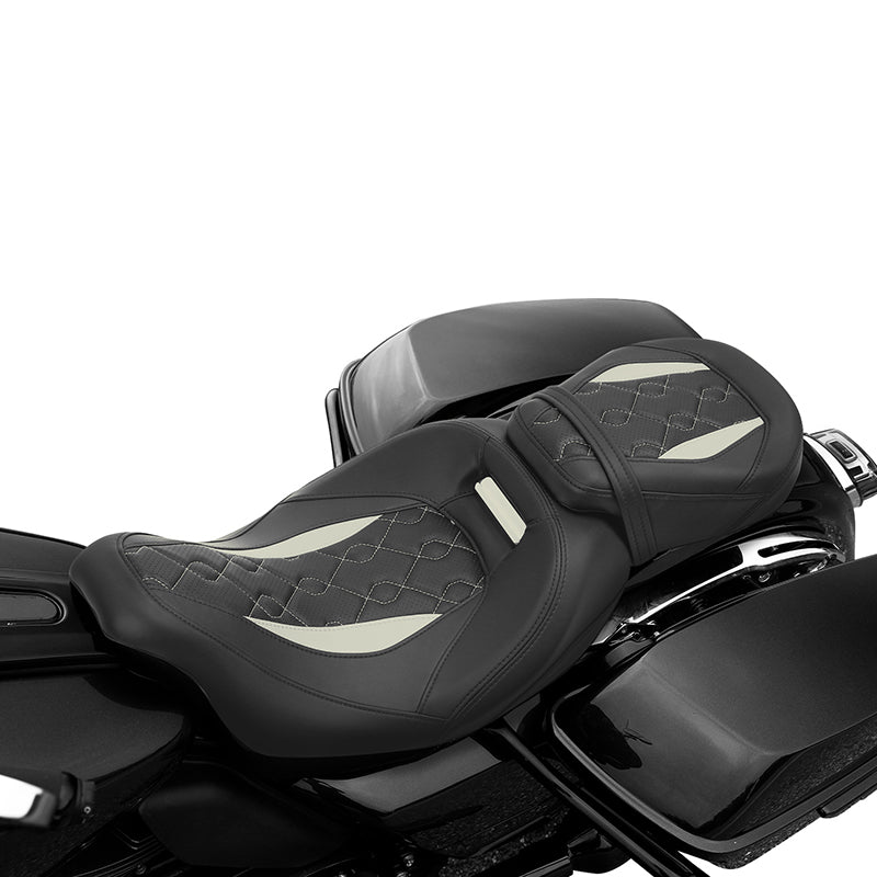 Gel Seat C.C. RIDER Touring Seat Low Profile Driver Passenger Seat For Road King Road Glide Street Glide, 2009-2023