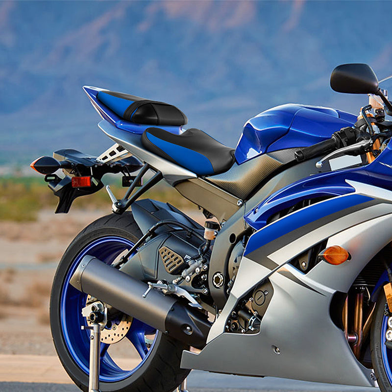 C.C. RIDER YZF R6 Front And Rear Seat For YAMAHA R6 YZFR6 With Blue Red Stiching, 2008-2016