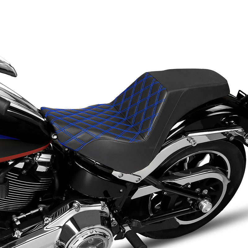 Gel Seat C.C. RIDER Softail Seat 2 up Seat Step Up Lattice Stitching For Softail Standard Street Bob FXBB Standard FXST, 2018-2025