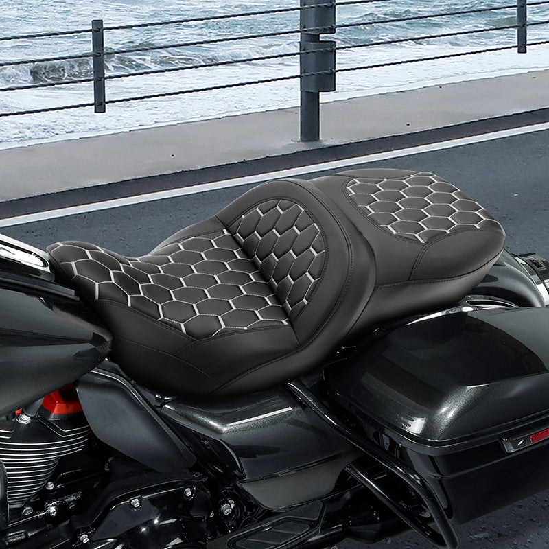 Gel Seat C.C. RIDER Touring Seat 2 Up Seat Driver Passenger Seat For Harley CVO Road Glide Electra Glide Street Glide Road King, 2009-2023