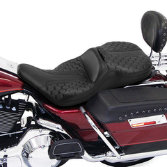 Gel Seat C.C. RIDER Touring Seat 2 Up Seat Driver Passenger Seat For Harley CVO Road King Honeycomb Road Glide Electra Glide Street Glide, 1997-2007
