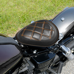 C.C. Rider Alcantara Solo Spring Seat for Harley Dyna Super Glide/Wide Glide 2007-2017 (Orange & Black)