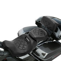 C.C. RIDER Razor Chopped Pack Trunk Backrest Passenger Backrest Pad Lattice Sititching For Harley Touring CVO Road Glide Street Glide Road King, 2014-2025