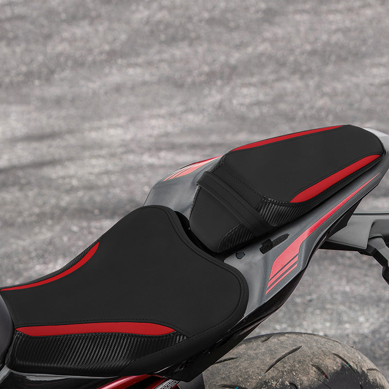 C.C. RIDER Z900 Front And Rear Seat Fit For Kawasaki Z900 Carbon Fiber Red and Black, 2017-2024