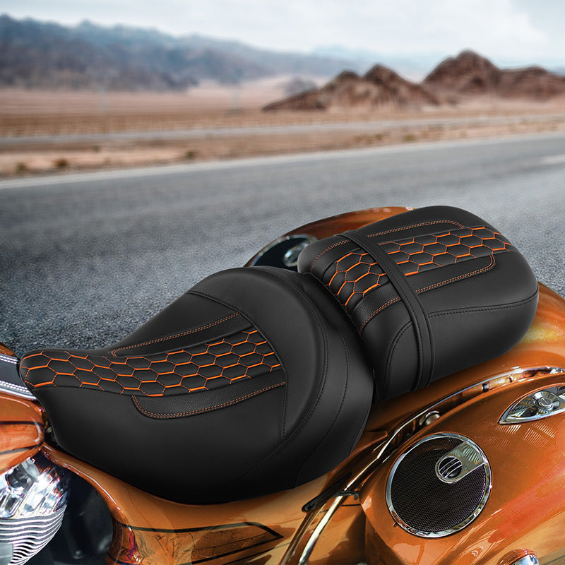 C.C. RIDER Indian Seat 2 Piece 2 Up Seat Honeycomb Stitiching For Indian Chieftain Dark Horse Chieftain Limited Chieftain Elite Springfield, 2014-2025