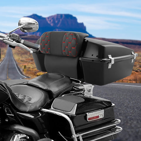 C.C. RIDER Razor Chopped Pack Trunk Backrest Passenger Backrest Pad For Harley Touring CVO Road King Road Glide Electra Glide, 1997-2013