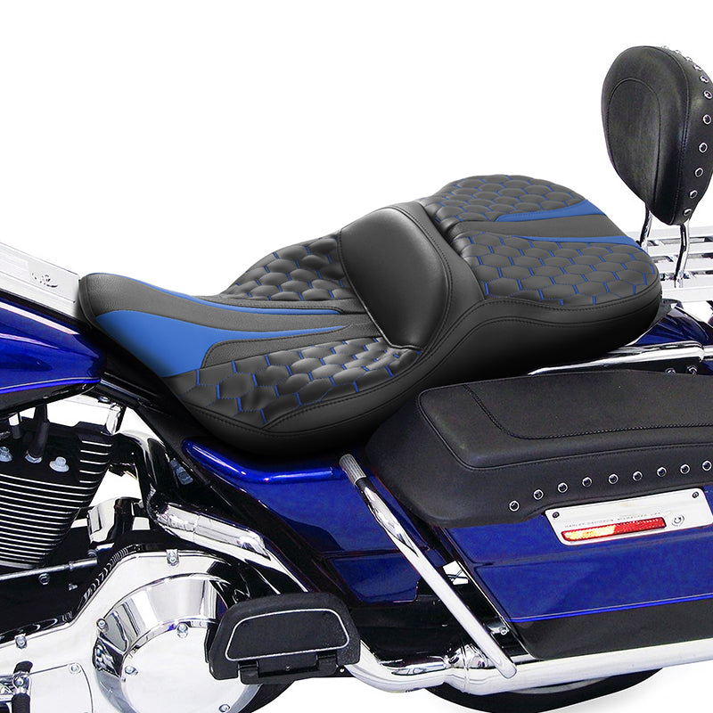 C.C. RIDER Touring Seat 2 Up Seat  Driver Passenger Seat For Harley CVO Road Glide Electra Glide Street Glide Road King Honeycomb, 1997-2007