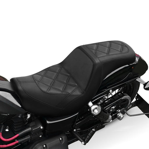 C.C. RIDER Dyna Step Up Seat 2 up Seat Diamond Stitching For Low Rider Fat Bob FXD/FXDWG Dyna, 2006-2017