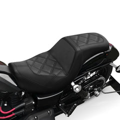 C.C. RIDER Dyna Step Up Seat 2 up Seat Diamond Stitching For Low Rider Fat Bob FXD/FXDWG Dyna, 2006-2017
