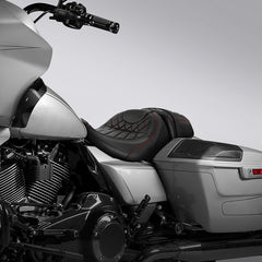 Gel Seat C.C. RIDER Touring Seat Two Piece 2 Up Seat Driver Solo Seat Passenger Seat Lattice Stitching For CVO Street Glide CVO Road Glide, 2023-2025