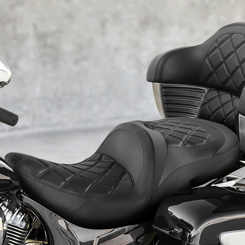 C.C.RIDER Indian Chieftain 2 Up Seat Touring Motorcycle Seat Diamond Stitching, 2014-2025