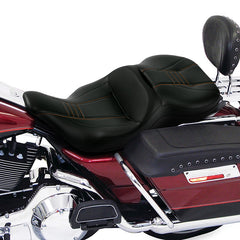 C.C. RIDER Touring Seat 2 Up Seat Driver Passenger Seat For Harley CVO Road King Black Orange Road Glide Electra Glide Street Glide, 1997-2007