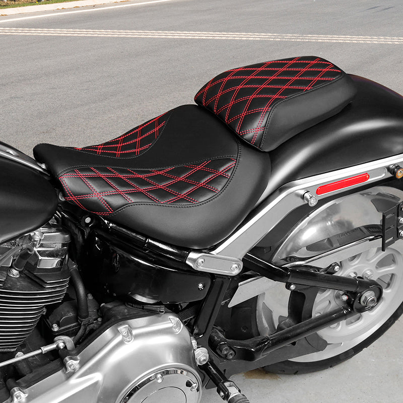 C.C.RIDER Softail Passenger And Driver Seat Lattice Stitching Two Piece Seat  For Harley Fatboy 114 FLFB FLFBS, 2018-2025