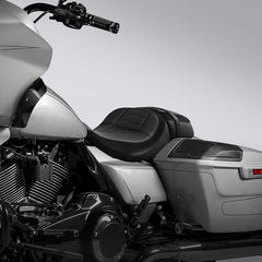 C.C. RIDER Touring Seat Two Piece 2 Up Seat Driver Solo Seat Passenger Seat Alcantara Leather For CVO Street Glide CVO Road Glide, 2023-2025