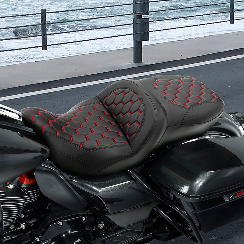 Gel Seat C.C. RIDER Touring Seat 2 Up Seat Driver Passenger Seat For Harley CVO Road Glide Electra Glide Street Glide Road King, 2009-2023