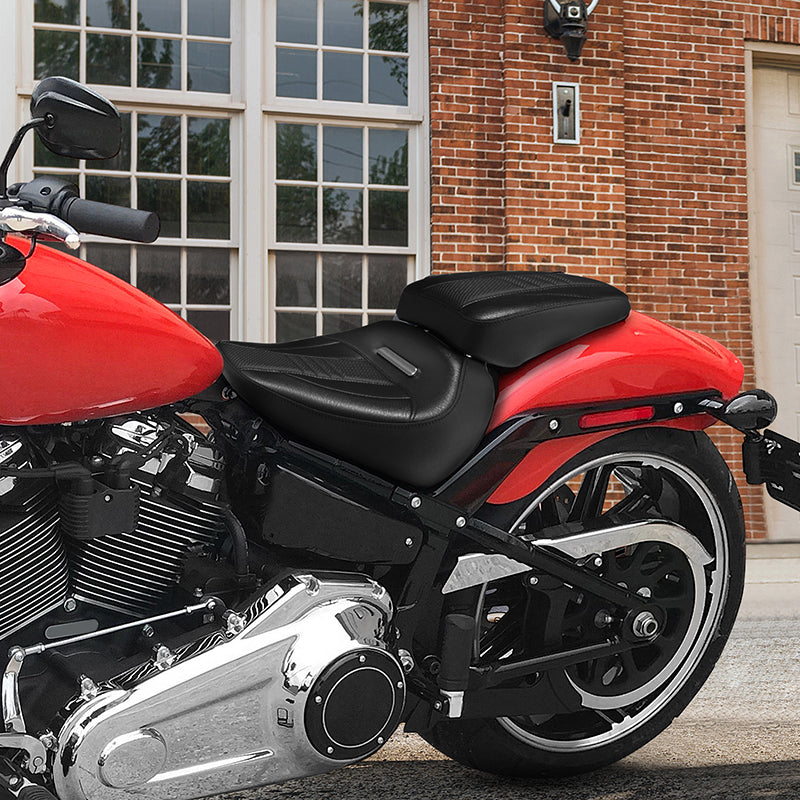 C.C.RIDER Softail Seat Two Piece 2 Up Seat Black Microfiber Leather For Harley Softail Breakout FXBR FXBRS, 2018-2023