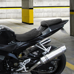 C.C. RIDER GSX-R1000 Front And Rear Seat Fit For SUZUKI GSXR1000 Black Lattice Stitch, 2007, 2008