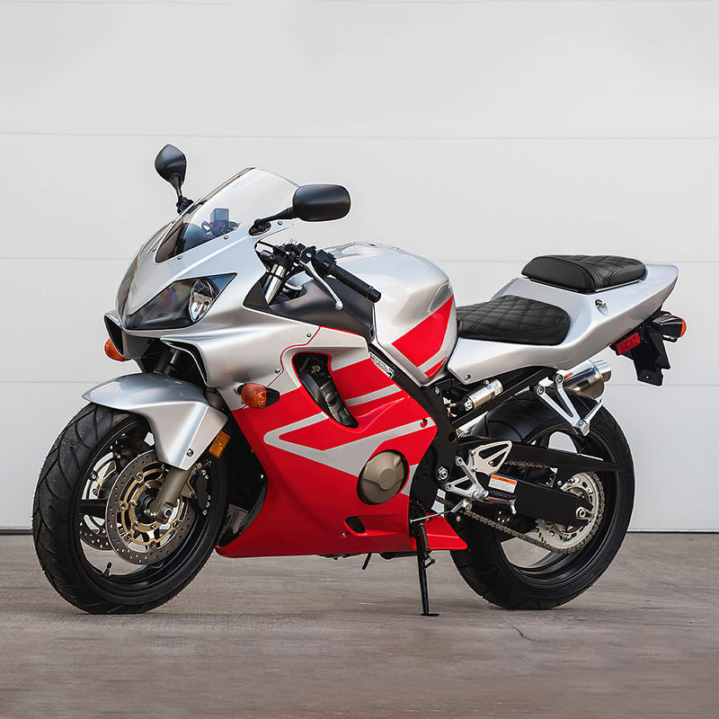 C.C. RIDER CBR600FS CBR600FR CBR600F4i Two Piece Seat Black Lattice For Honda, 2001-2003