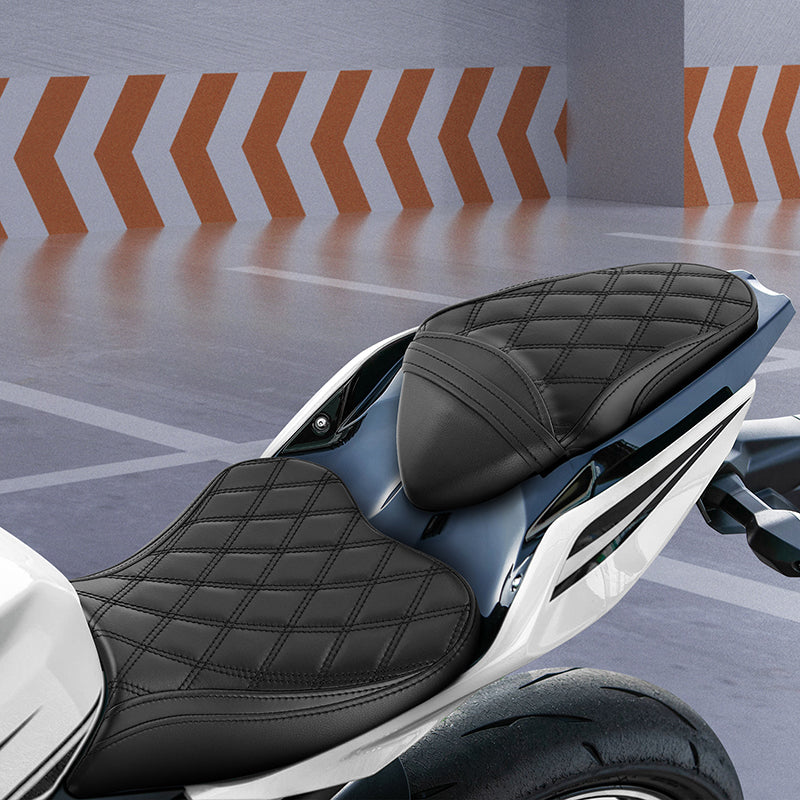 C.C. RIDER Ninja 400 Z400 Front And Rear Seat Fit For Kawasaki Ninja400 Black Diamond Stitching, 2018-2024