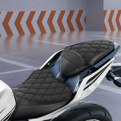 C.C. RIDER Ninja 400 Z400 Front And Rear Seat Fit For Kawasaki Ninja400 Black Diamond Stitching, 2018-2024